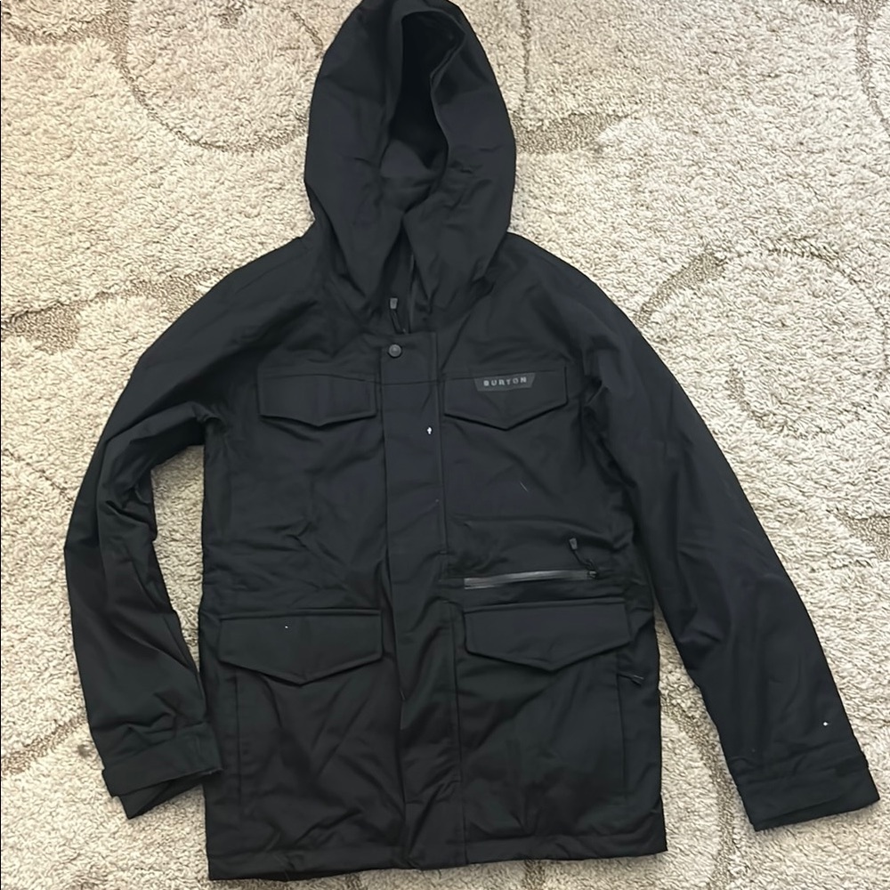 Burton Black Snowboard Jacket with Hood and Weatherproof Material